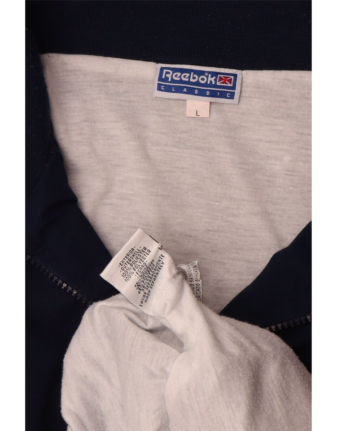 Reebok Herren-Trainingsanzug mit grafischem Oberteil, groß, Marineblau, Farbblock