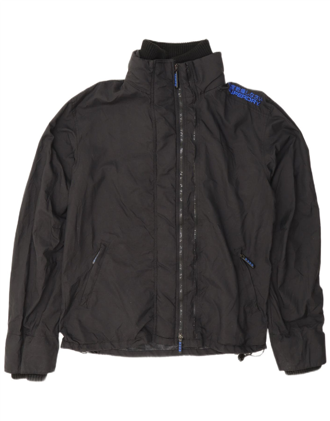 Superdry Damen Regenjacke UK 20 2XL Schwarzes Nylon