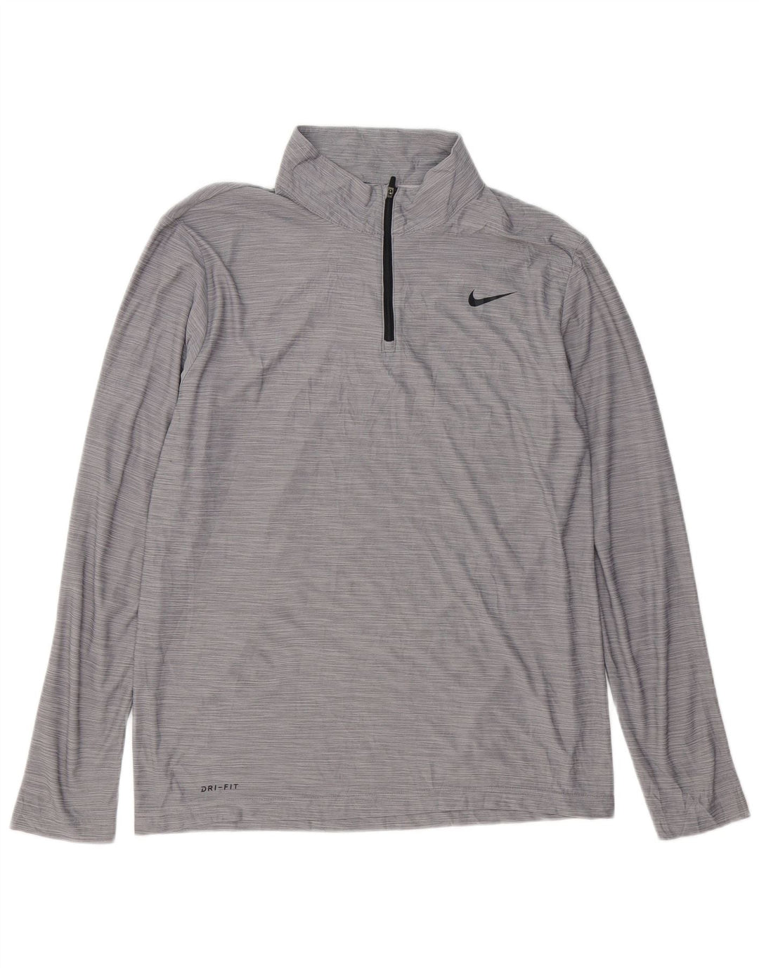 Nike Herren Dri Fit Pullover-Trainingsoberteil mit Reißverschluss und mittelgrauen Nadelstreifen