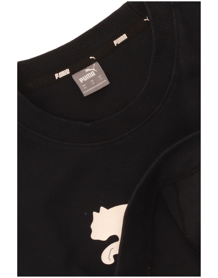 Puma Damen Graphic Crop Sweatshirt Pullover UK 14 Medium Schwarz
