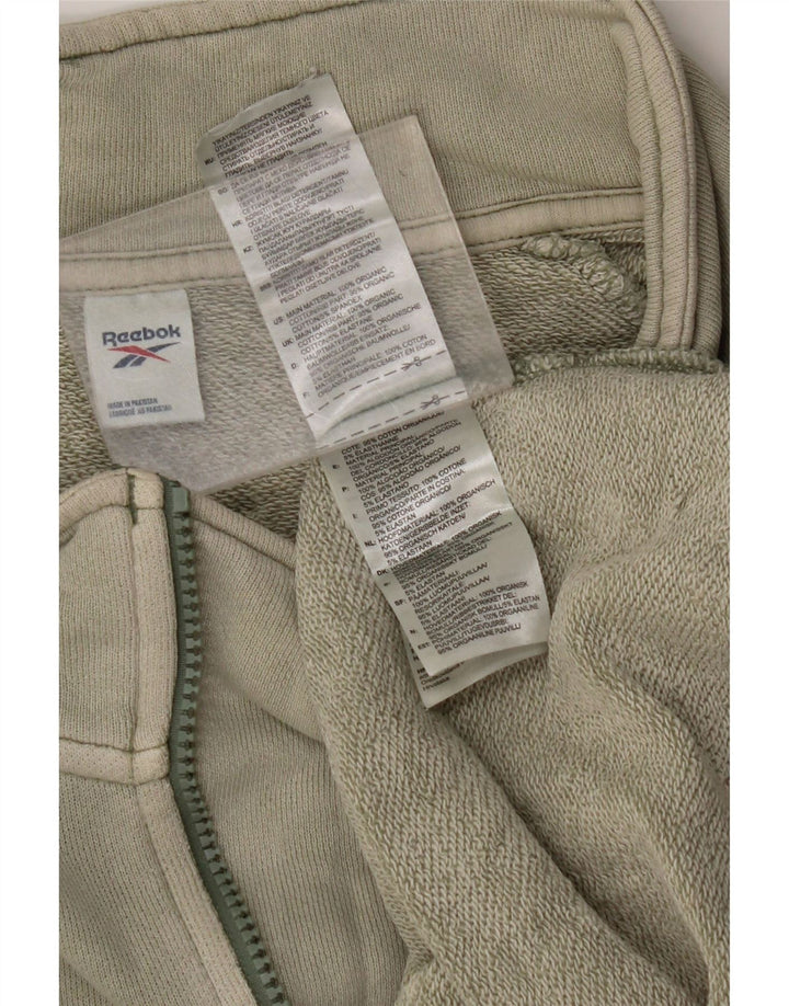 REEBOK Herren-Sweatshirt mit Reißverschluss am Hals, große Khaki-Baumwolle