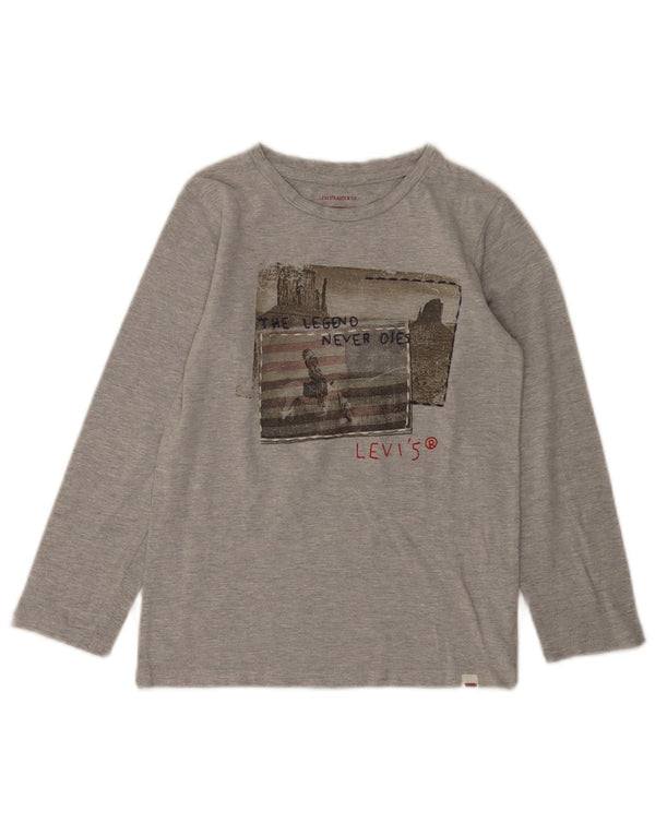 Levi's Jungen Grafik-Oberteil, langärmlig, 7–8 Jahre, grau gefleckte Baumwolle