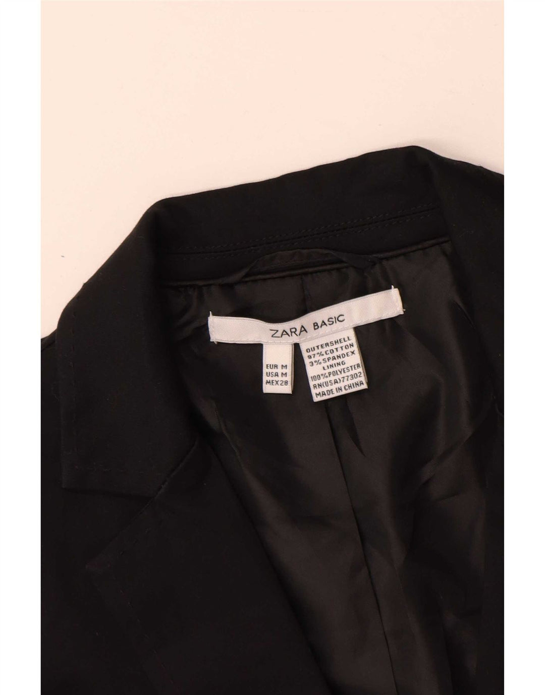 Zara Damen 1-Knopf-Blazerjacke UK 12 Mittelschwarze Baumwolle