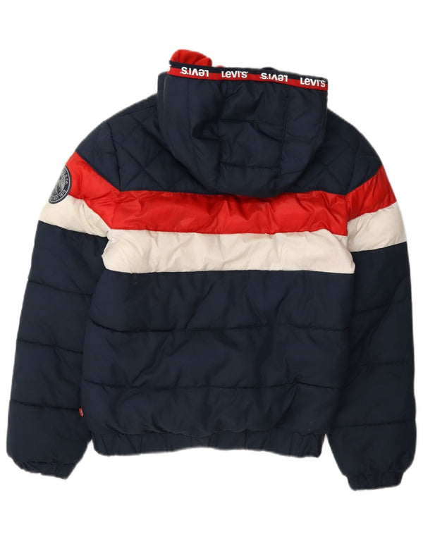 Levi's Jungen wattierte Jacke mit grafischer Kapuze, 11–12 Jahre, Marineblau, Farbblock