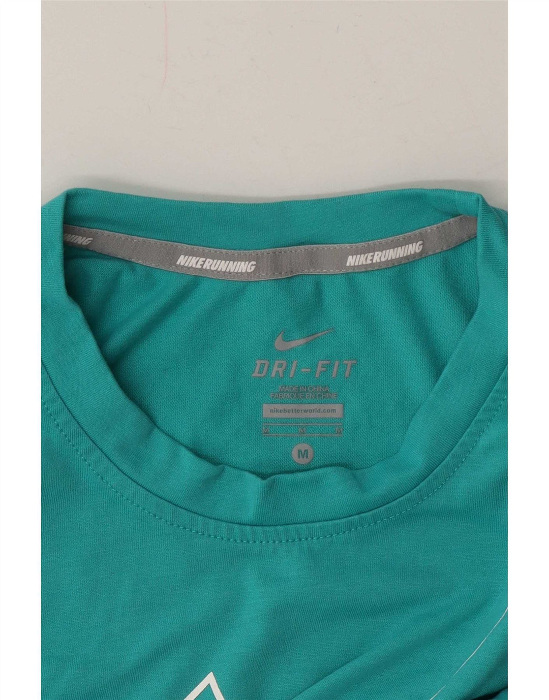 Nike Damen Dri Fit Grafik-Trägershirt UK 14 Mitteltürkis Farbblock