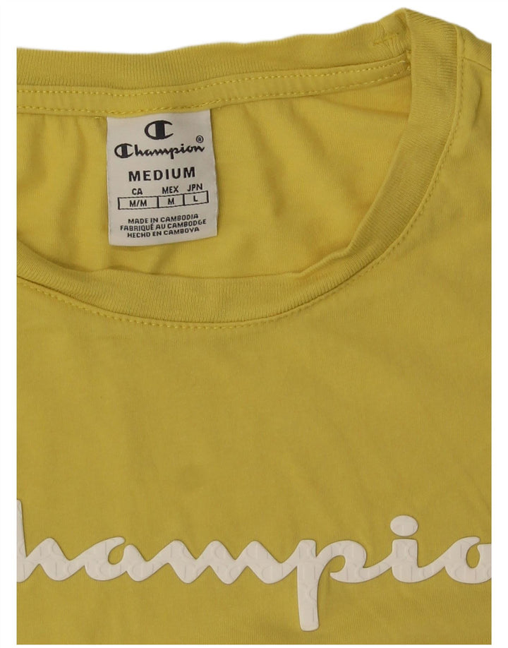 Champion Damen Grafik-T-Shirt-Oberteil UK 12 Mittelgelb
