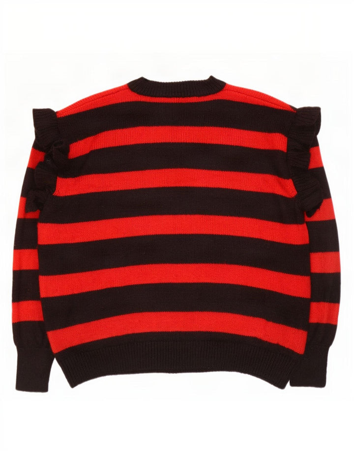Zara Damen-Pullover, übergroß, U-Boot-Ausschnitt, Gr. 14, mittelschwarz gestreift