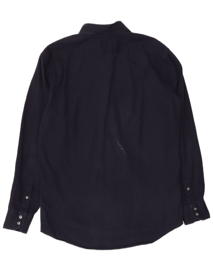 LACOSTE Herren-Hemd mit normaler Passform, Größe 40, mittelmarineblaue Baumwolle