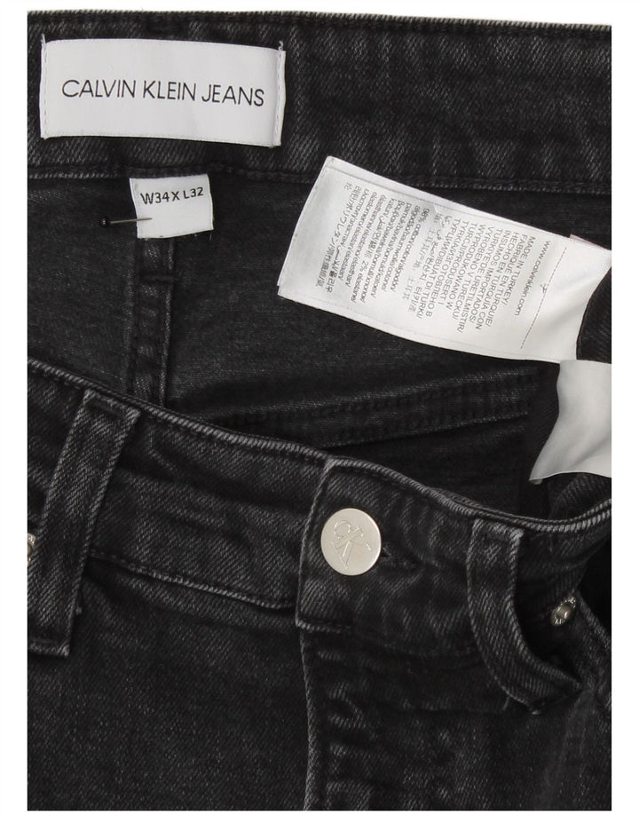 Calvin Klein Herren Graphic Slim Jeans W34 L32 Graue Baumwolle