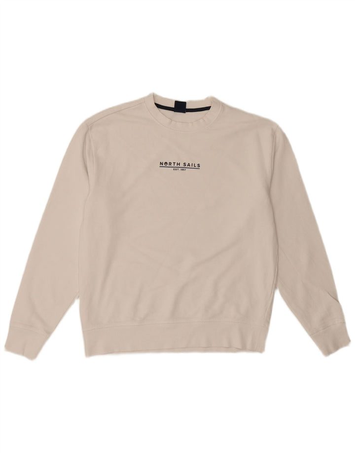 North Sails Herren-Sweatshirt mit Grafik, Größe S, weiße Baumwolle