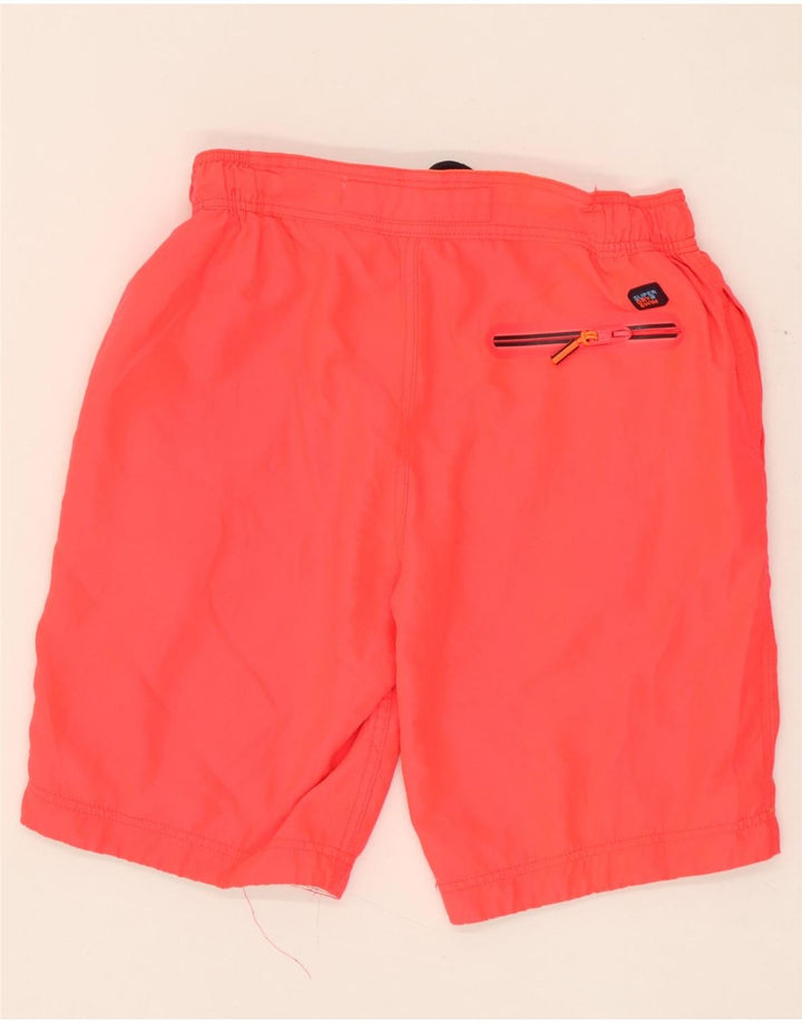 SUPERDRY Herren-Badeshorts mit Grafik, mittelorangefarbenes Polyester