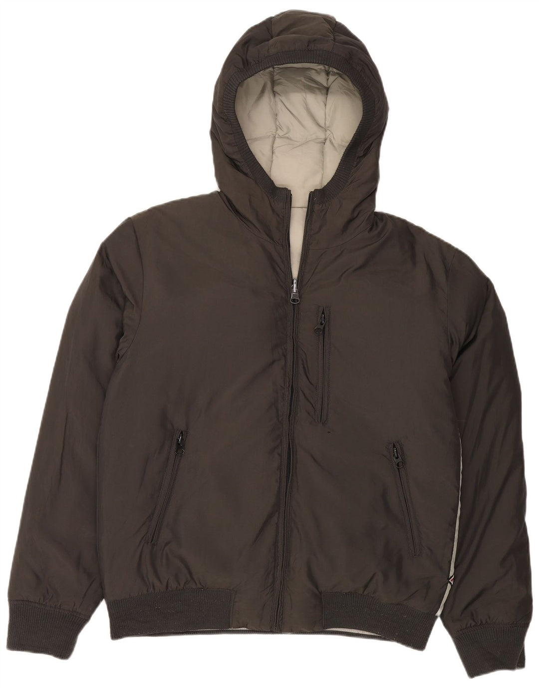 Bear Herren Kapuzenjacke, wendbar, wattiert, UK 40, Größe L, Grau, Polyamid