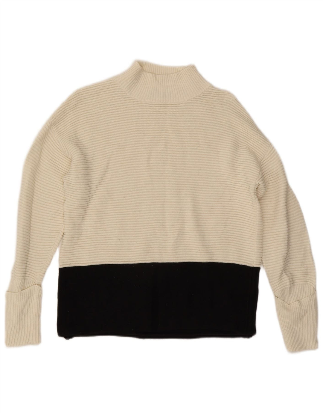 Marks & Spencer Damen-Pullover mit Rollkragen, Gr. 12, mittelgrau, gebrochenes Weiß