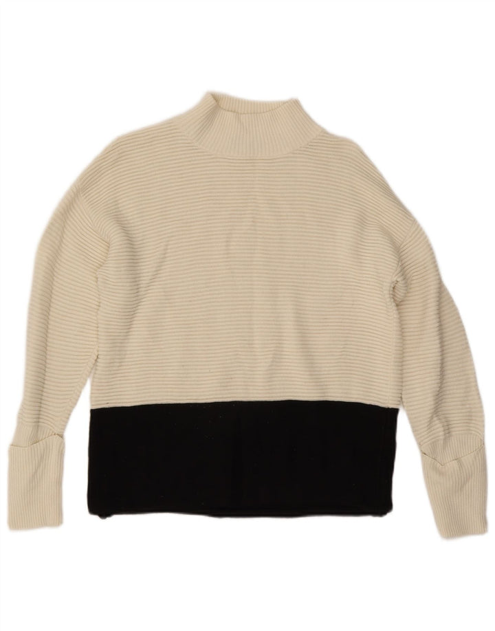 Marks & Spencer Damen-Pullover mit Rollkragen, Gr. 12, mittelgrau, gebrochenes Weiß