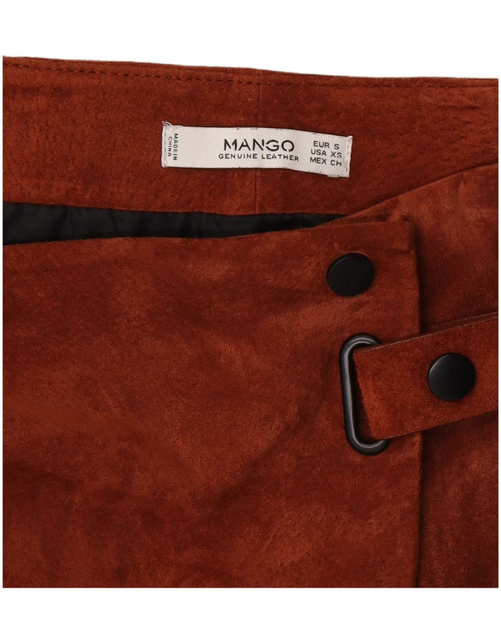 Mango Damen Wickelrock aus Wildleder, Größe S, W26, Braun