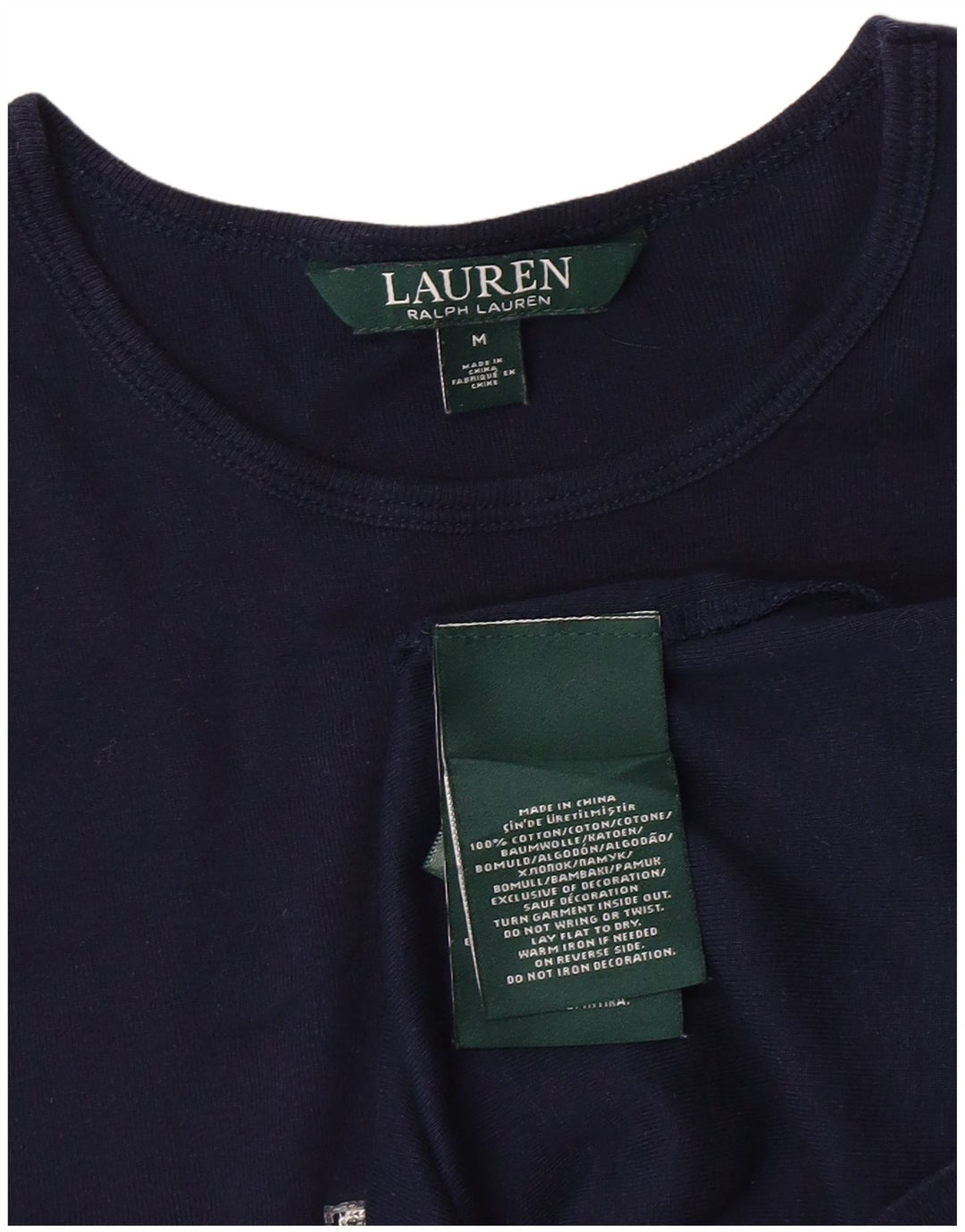 Ralph Lauren Grafik-T-Shirt für Damen, UK 12, mittelmarineblau, Baumwolle