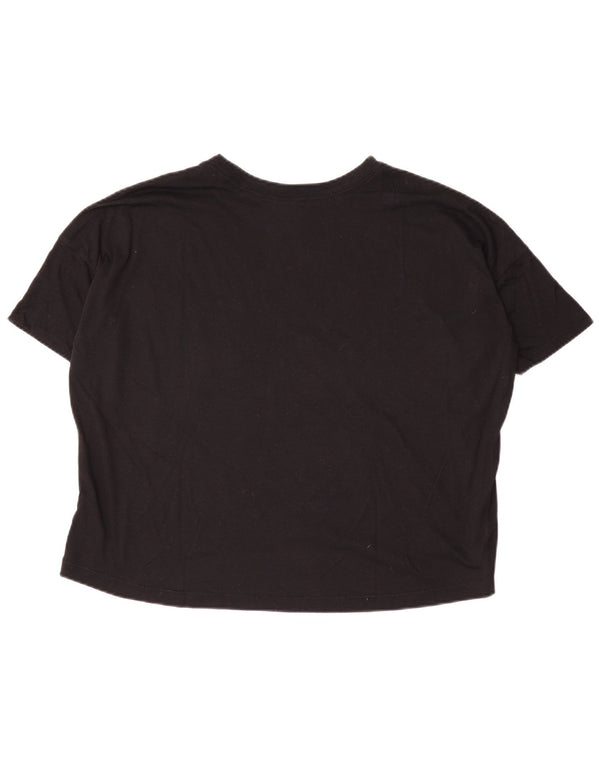 Nike Damen Crop Oversize Graphic T-Shirt Top UK 10 Small Schwarz Polyester