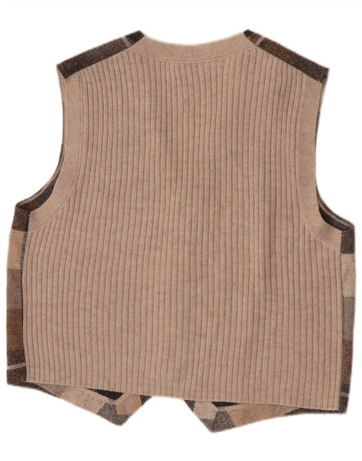 Vintage Herrenweste, groß, beige, kariert, Acryl