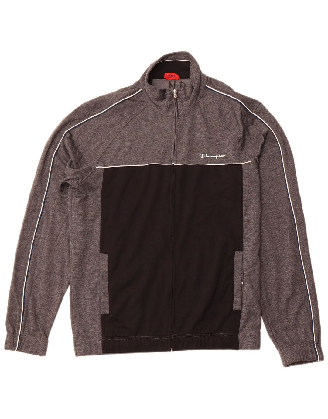 CHAMPION Herren-Trainingsanzug-Top-Jacke, großes graues Farbblock-Polyester