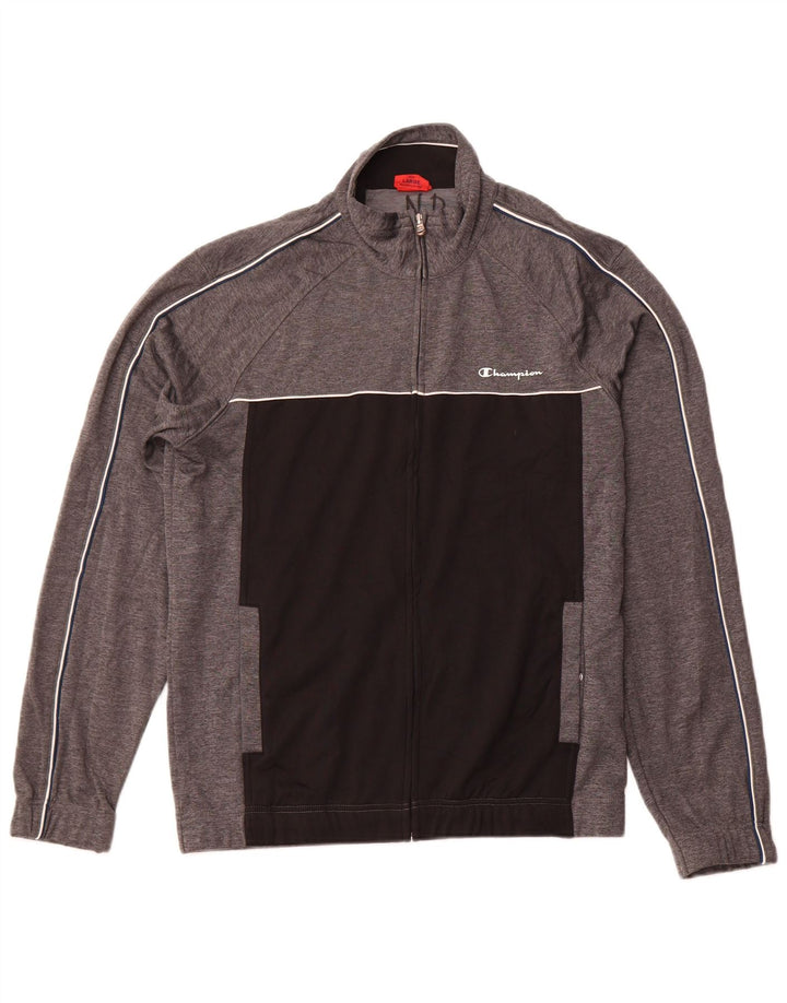 CHAMPION Herren-Trainingsanzug-Top-Jacke, großes graues Farbblock-Polyester