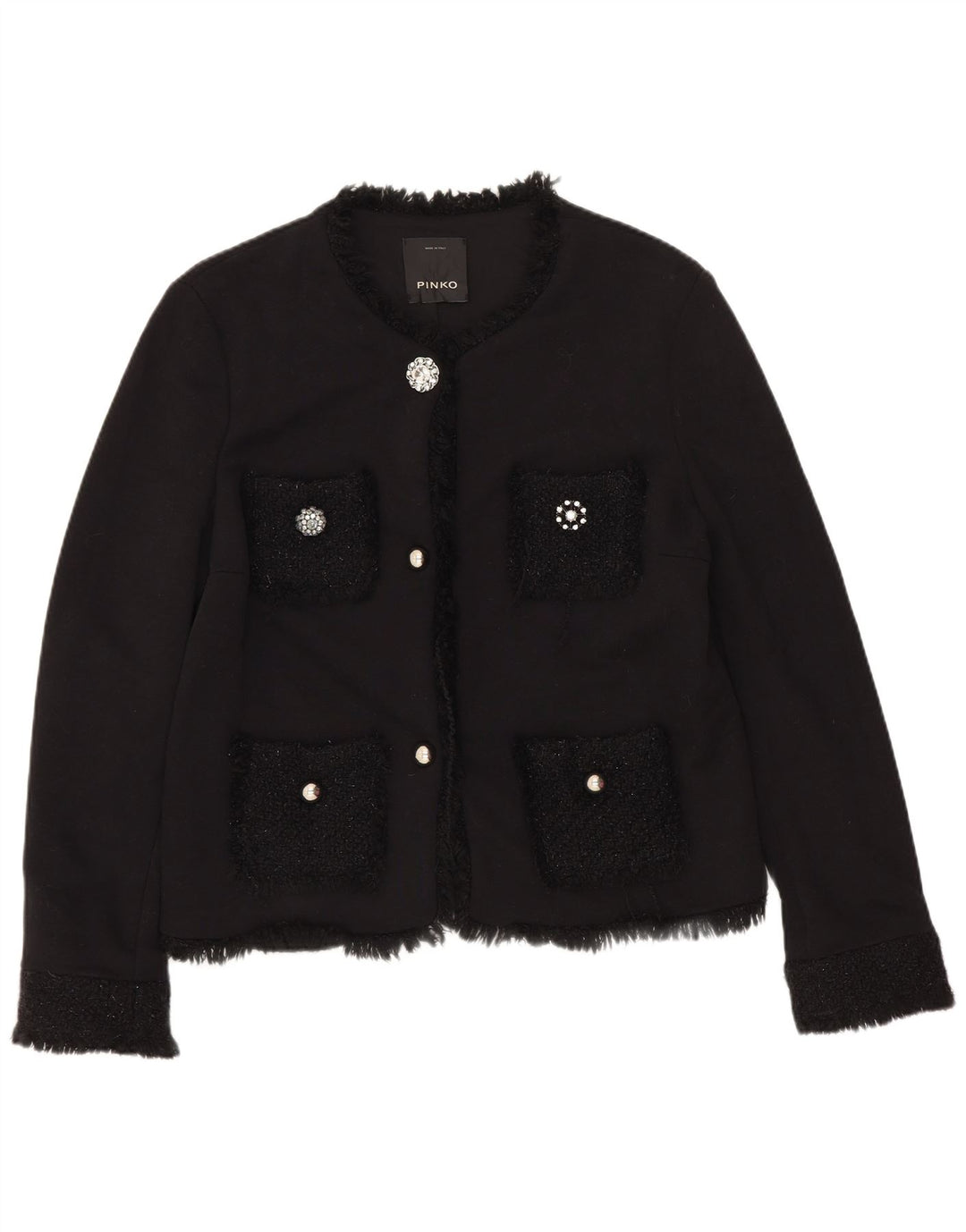 Pinko Damen-Blazerjacke mit 3 Knöpfen, UK 12, mittelschwarz, Baumwolle