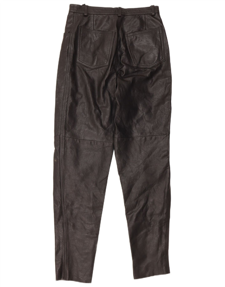 VINTAGE Damenhose mit hoher Taille, IT 46, groß, W28, L32, schwarzes Leder