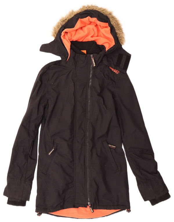 Superdry Damen Parka mit Kapuze UK 2 2XS Schwarz