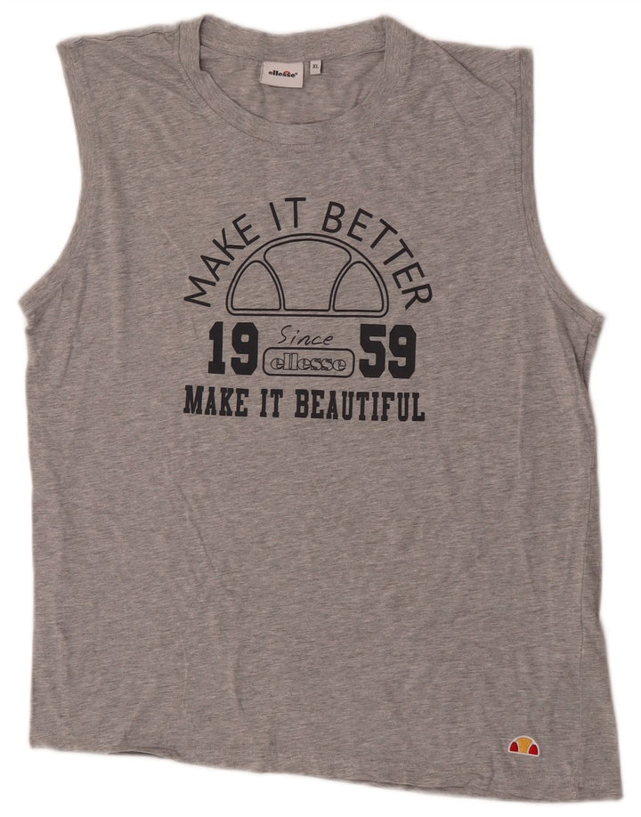 Ellesse Mens Graphic Vest Top XL Grau gesprenkelte Baumwolle