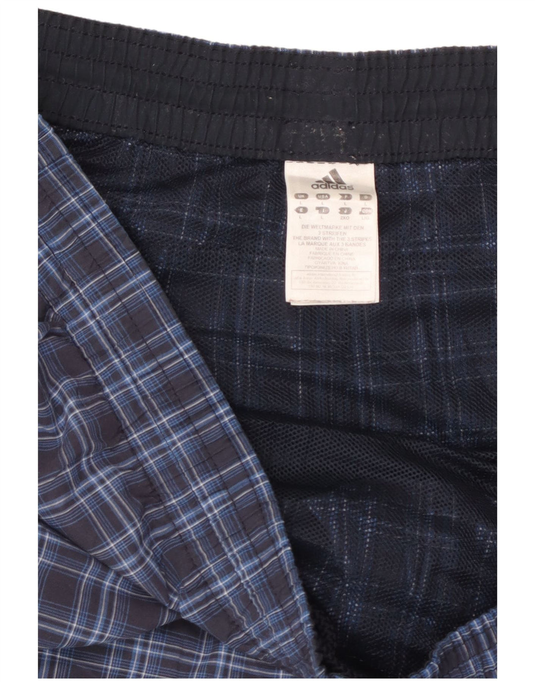 Adidas Herren-Badeshorts, groß, blau kariert, Polyester