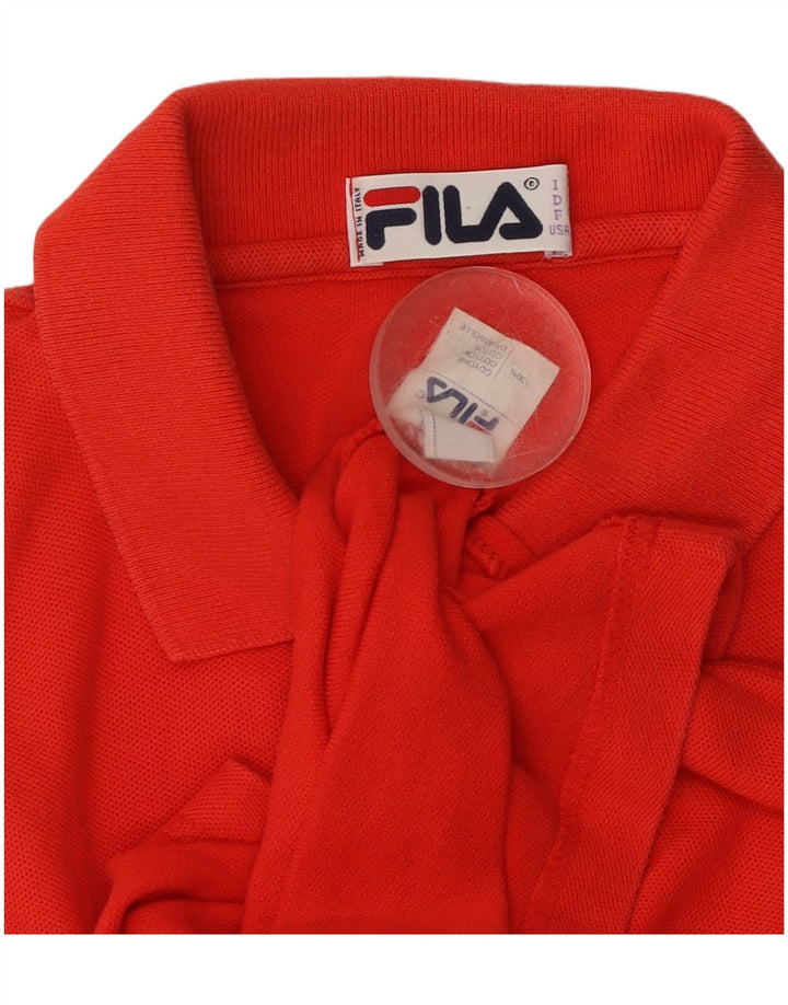 FILA Damen Ärmelloses Poloshirt IT 46 Große rote Baumwolle