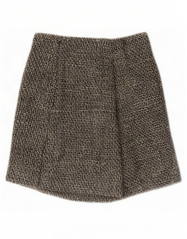 Zara Damen-Freizeitshorts mit hoher Taille, XS W24, grau gefleckte Baumwolle