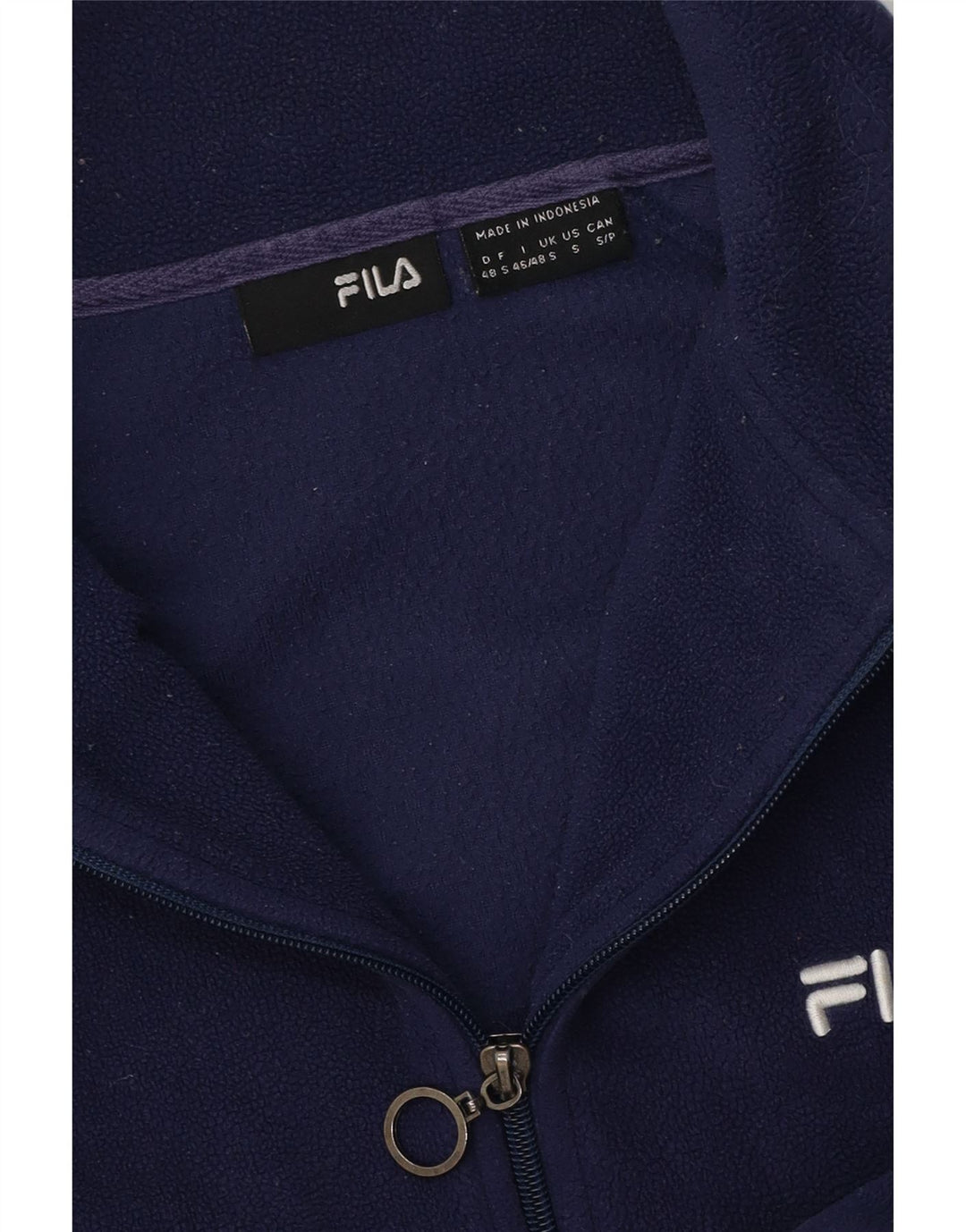 FILA Herren Fleecejacke UK 36 Small Marineblau Polyester