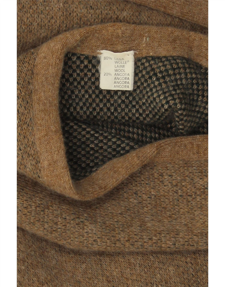 Vintage Damen-Cardigan mit grafischem Cape, Einheitsgröße, braun, Farbblock