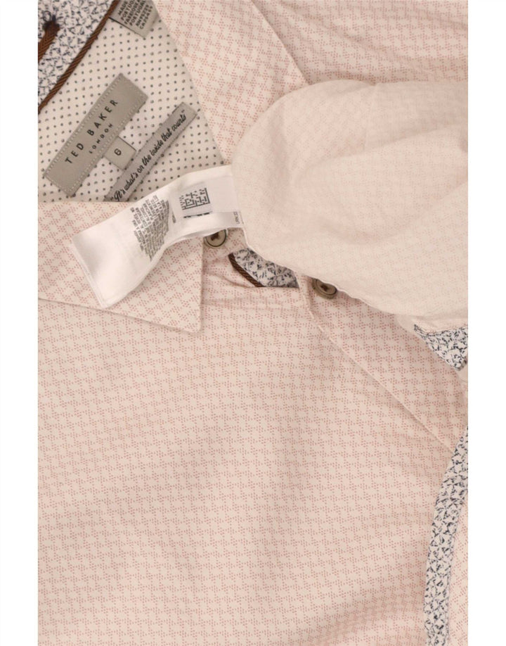 Ted Baker Herrenhemd Größe 6 2XL rosa geometrische Baumwolle
