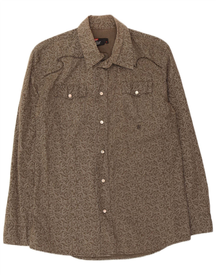 Diesel Herrenhemd, kleine braune Paisley-Baumwolle