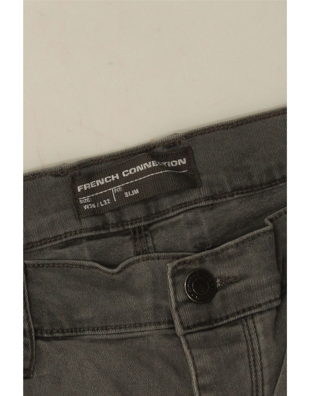 French Connection Slim-Jeans für Herren, W36, L32, graue Baumwolle