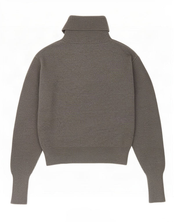 Zara Damen Crop Zip Neck Pullover Pullover UK 12 Mittelgraue Viskose