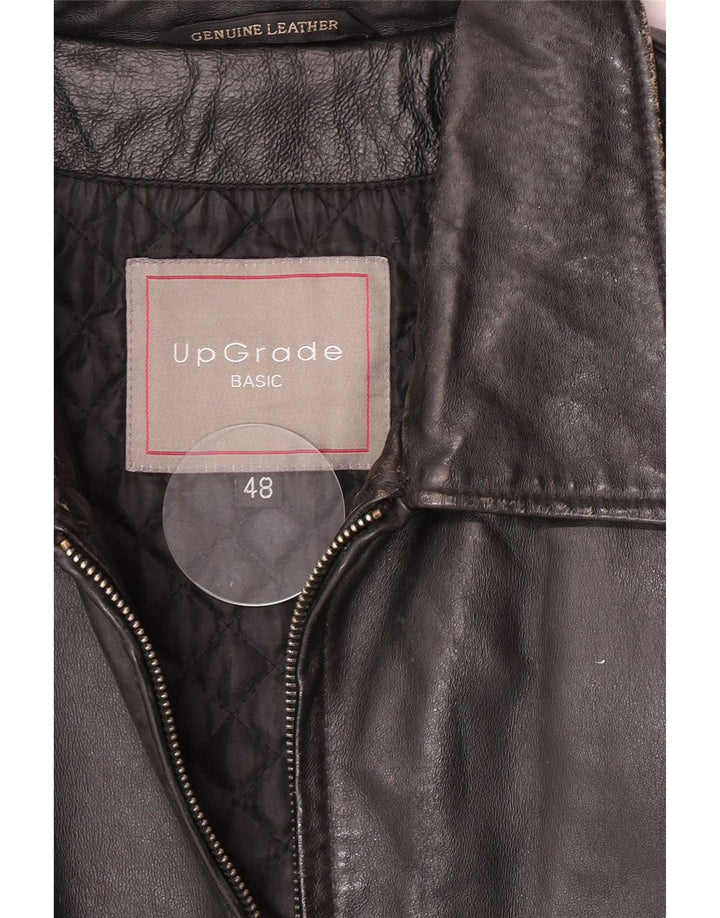 Vintage Herren Lederjacke IT 48 Medium Schwarz