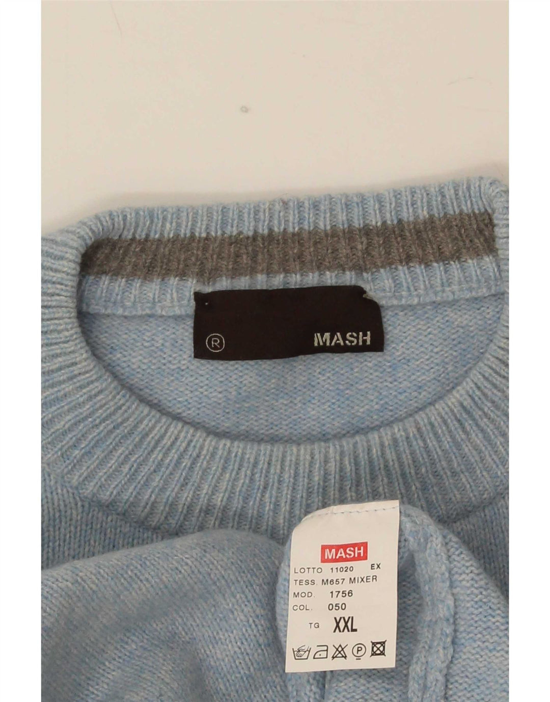 Mash Herren-Pullover mit Rundhalsausschnitt, 2XL, blaue Wolle