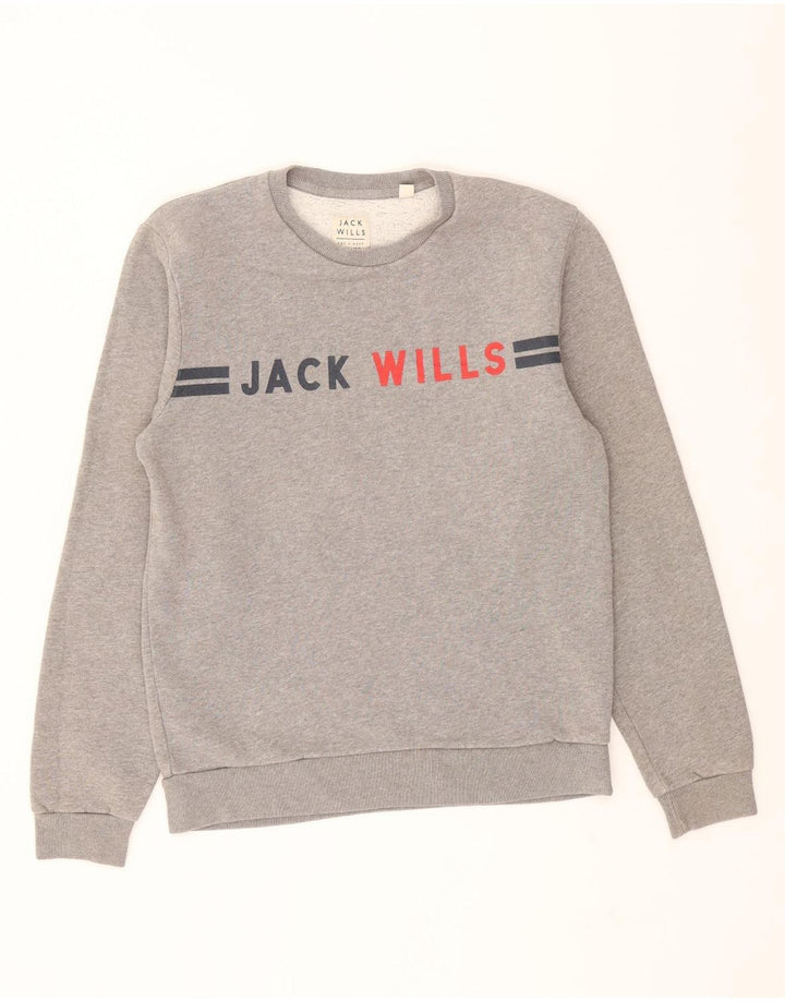 JACK WILLS Mens Graphic Sweatshirt Jumper XS Grey Cotton Vintage Jack Wills and Second-Hand Jack Wills from Messina Hembry 