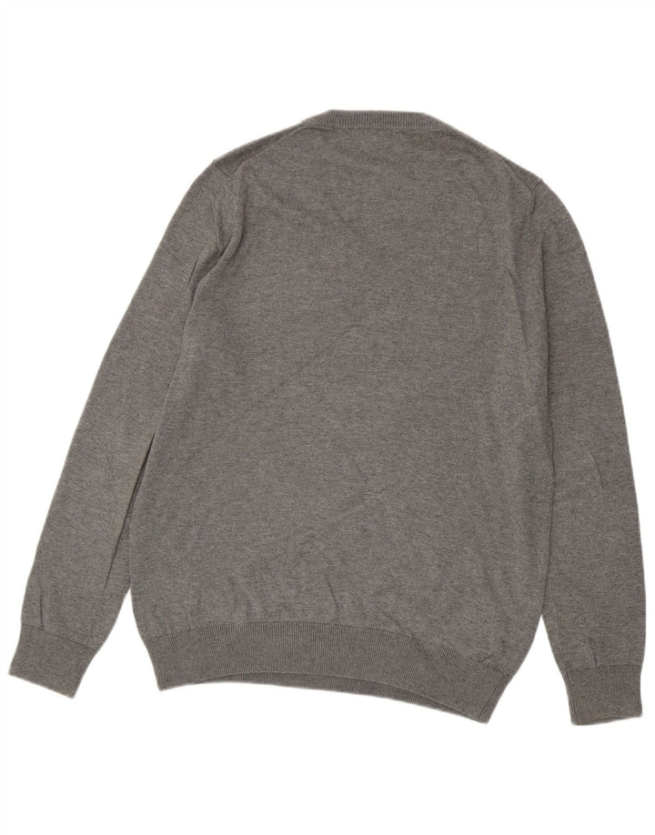 NAUTICA Herren-Pullover mit V-Ausschnitt, Größe S, graue Baumwolle