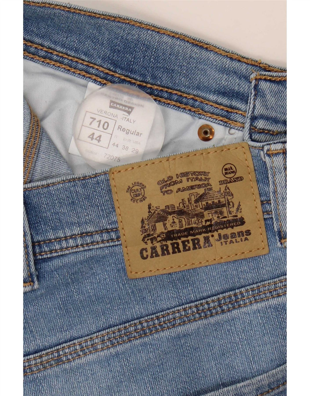 Carrera Damen 710 IT 44 Medium W29 L31 Blaue Colourblock-Baumwolle