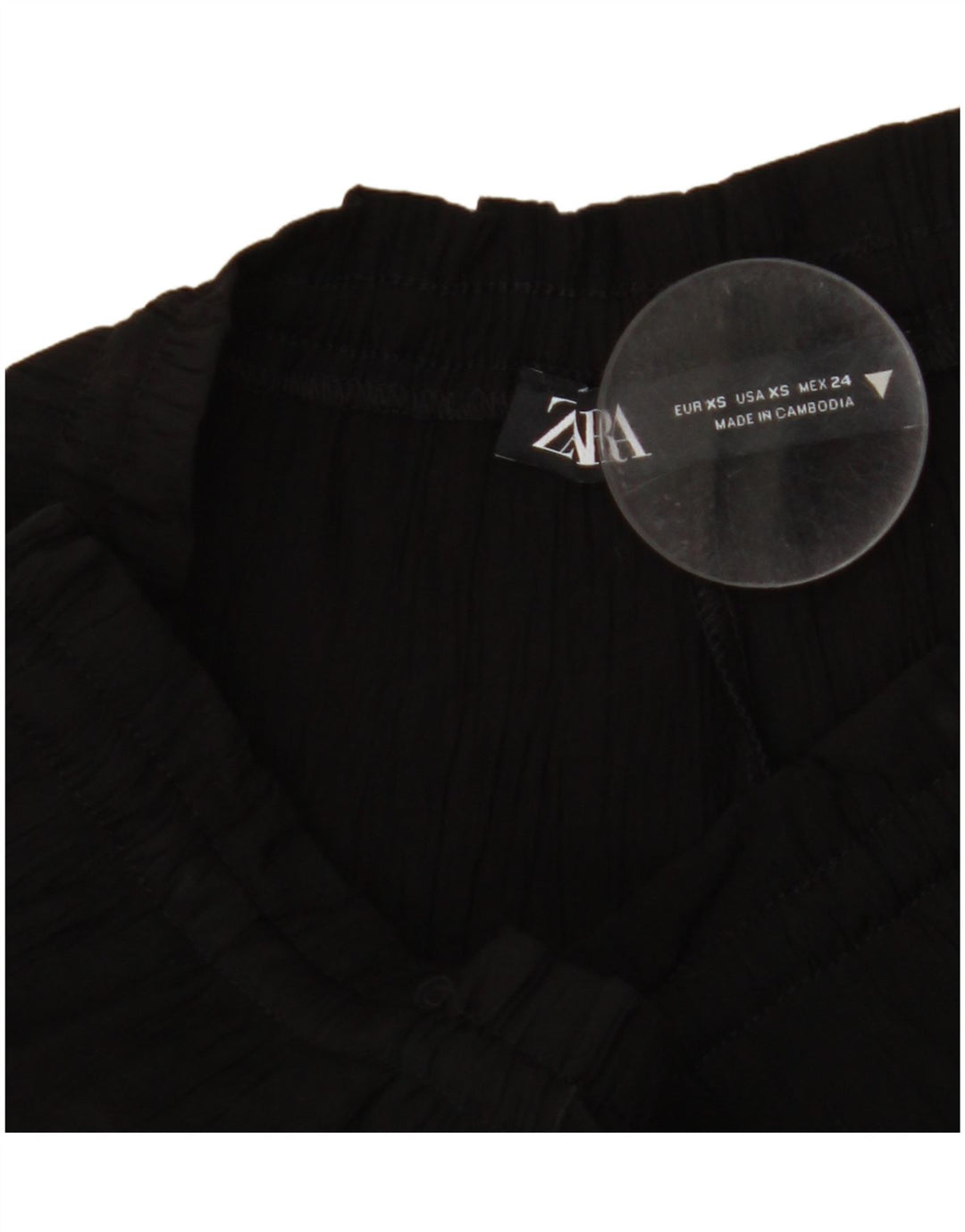 ZARA Damen Hose mit hoher Taille und weitem Bein, UK 4 XS W24 L11 Schwarz