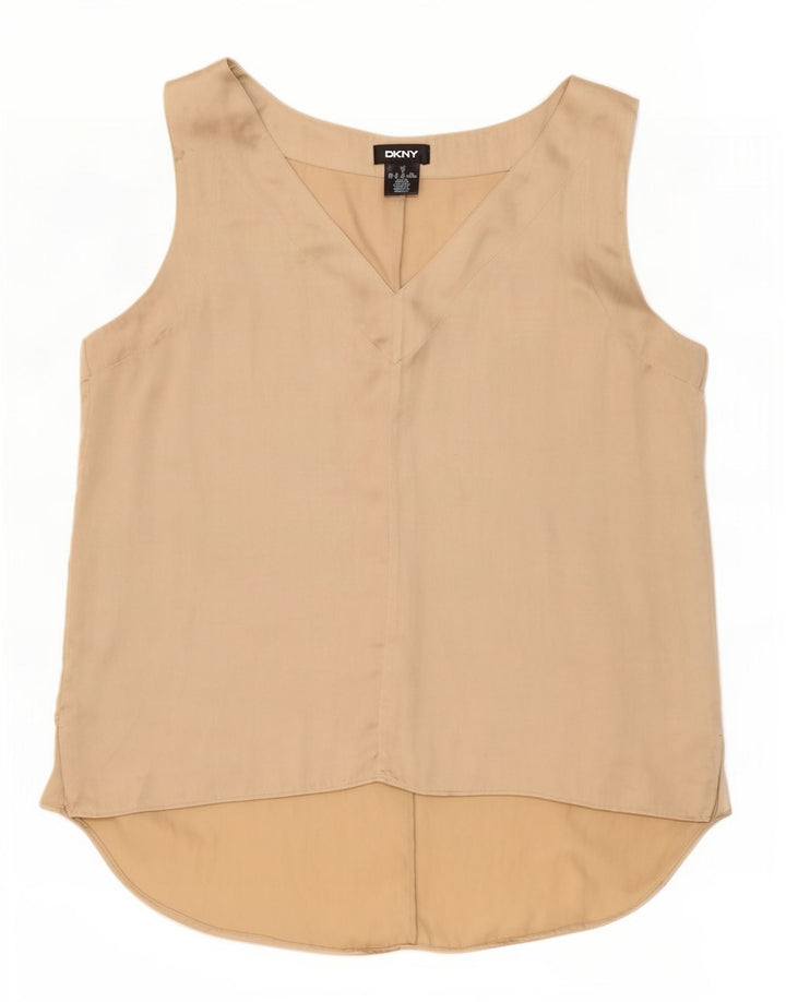 Dkny Damen Ärmelloses Blusenoberteil UK 18 XL Beige Polyester