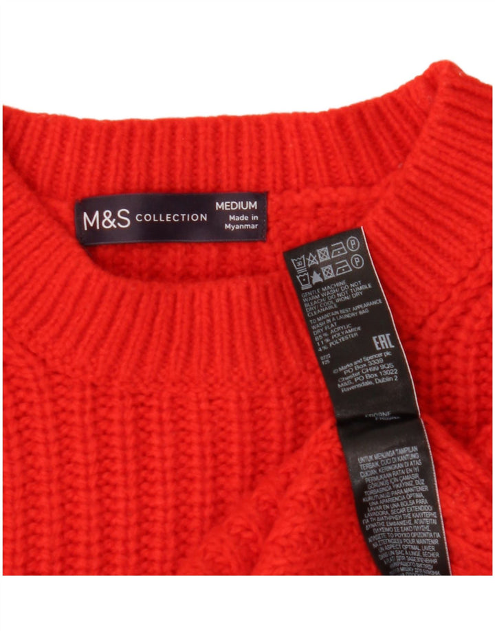 Marks & Spencer Damen Pullover mit Rundhalsausschnitt, UK 14, Mittelrot, Acryl