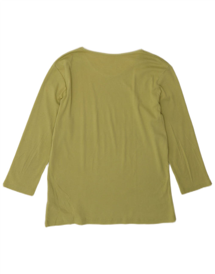 PACO Womens Top 3/4 Sleeve UK 10 Small Green Cotton