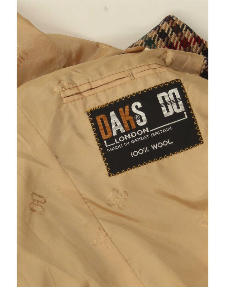 DAKS Herren-Blazer mit 2 Knöpfen, UK 38, mittelbraune Wolle mit Hahnentrittmuster