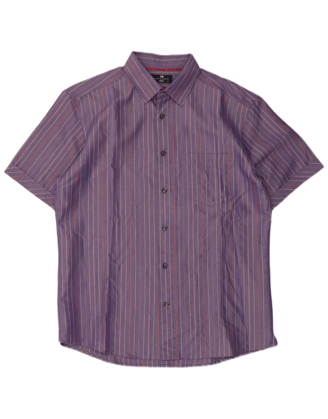 Marks & Spencer Herren Blue Harbor Hemd Mittellila Nadelstreifen
