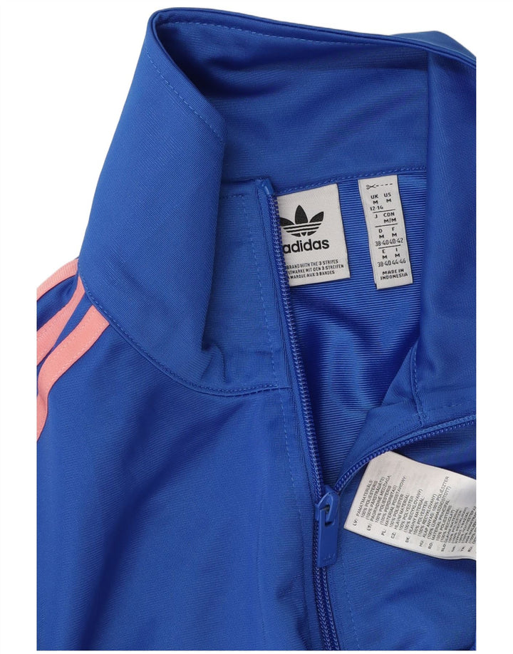 Adidas Damen Trainingsanzug Top Jacke UK 12/14 Mittelblaues Polyester