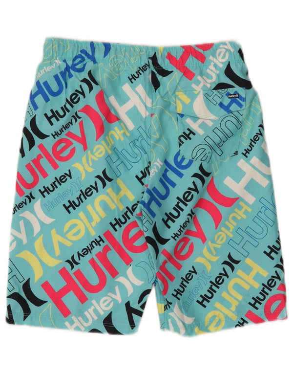 Hurley Jungen-Badeshorts mit Grafik, 12–13 Jahre, groß, türkisfarbenes Polyester